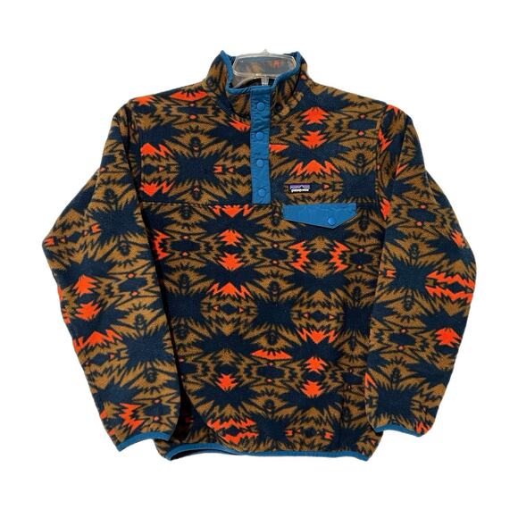 Patagonia Synchilla Youth XL 14 Lightweight Aztec Tribal T-Snap Fleece Pullover - Picture 1 of 13